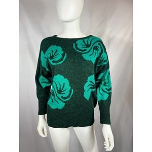 1990's Dark Green/ Teal Flower Sweater